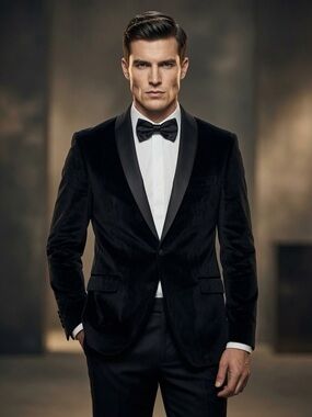 Classic Black Velvet Tuxedo Jacket - Men's Formal Blazer